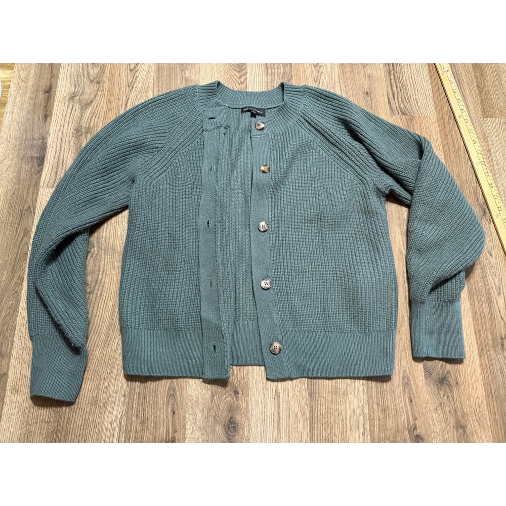 Banana Republic Cardigan Womens Large Blue Green Adult Ribbed Knit Button Up Exc